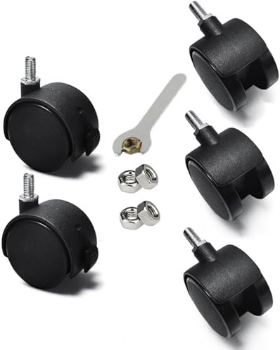 YQOLG87 Roues pivotantes avec Freins en Noir,roulettes pour Chaise de Bureau,Roulette Universelles pour Meubles,Tige filetée M6/M8/M10,pour Chariot Etabli,M6