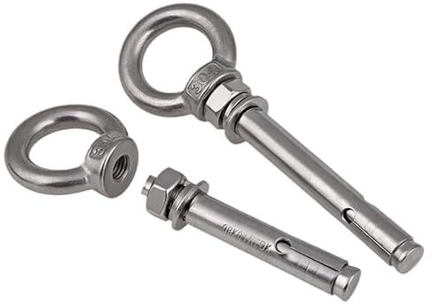 Cáncamo con tuerca, Pernos de argolla de anillo de hombro, gancho de tornillo de expansión de acero inoxidable 304, perno de argolla, gancho oscilante de bucle, M6 M8 M10-M20, 1 Uds.(M6*80mm)