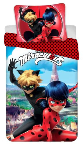 Jerry Fabrics Miraculous Ladybug and Cat Noir Children's Bed Linen Multicoloured Duvet 140 x 200 cm Pillow 70 x 90 cm 100% Cotton