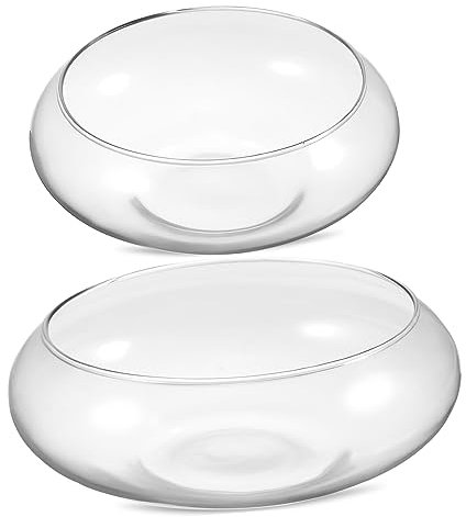 ifundom 2stücke Transparente Glasvase Terrarium Schale Für Tischdekoration Vielseitige Runde Glasbehälter Als Blumenvase Oder Fischschale Für Und Büro