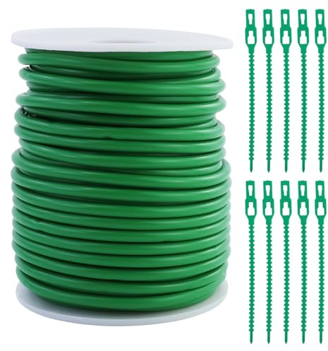 Filo per Legatura vegetale, 3.5 mm x 20 m, Filo per Legare Piante, Lacci per Legare Le Piante, con 10 Pezzi legaccio per Piante, per Giardinaggio, Piante rampicanti, Fiori