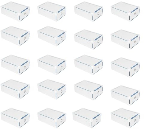Clear Plastic Shoe Storage Boxes with Lids - Stackable Shoe Organizer Containers for Men/Women - Ventilated, Durable & Space-Saving Shoe Boxes for Closet/Under Bed (20)