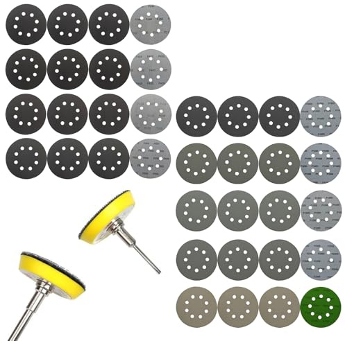 Lot de 36 disques abrasifs de 125 mm – Grain 240 à 3000, patins de ponceuse orbitale à 8 trous de 12,7 cm pour bois, métal, voiture et bricolage – Polissage humide/sec, non obstrué, papier de verre en