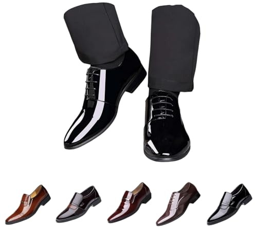 Mocassino Uomo Elegante Nere Lucide, Scarpe Classiche Uomo Oxford Cerimonia, Mocassini da Lavoro da Beige Oxford Brogue Cuoio, Scarpe Vela Marroni Senza Lacci
