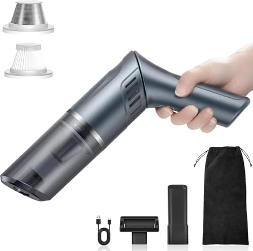 MZGO Cordless Car Vacuum Cleaner - Portable Handheld Vacuum with 90° Adjustable Handle,120W / 15000Pa Rechargeable Mini Dust Buster for Cars, Carpets and Pet Hair