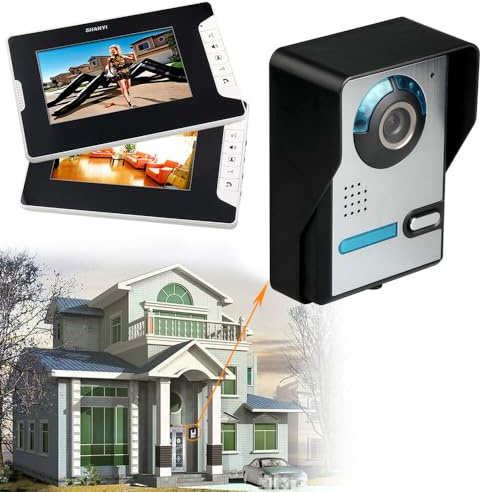 TESUGN Video Türsprechanlage, Türklingel mit Kamera und 7''Monitor, Video Türsprechanlage Türklingel Intercom System, Tür System Kits Unterstützung Freischaltung Überwachung