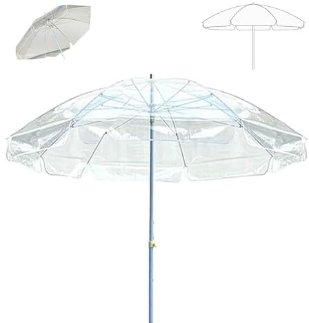 IMUNKT Transparent Parasol De Jardin 240cm Grand Parapluie De Mariage Extérieur Hauteur Réglable Parasol De Marché Coupe-vent Et Pluie
