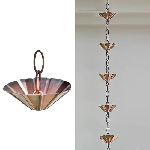 OLSKFUH Catena per La Pioggia, Ombrello Decorativo, Raccoglitore di Pioggia, Catena per La Pioggia da Appendere al Balcone, Raccoglitore di Pioggia per Grondaie/Drenaggio Gr,1 m (32ft)