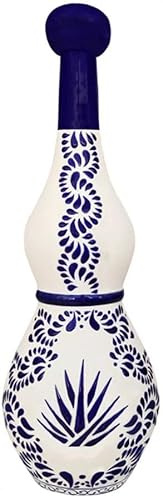 Tequila Reposado Torre de Picos, 100% Agave Blu, Bottiglia in Ceramica Dipinta a Mano, 700 ml, 40% Alcol, 38x12,5 cm