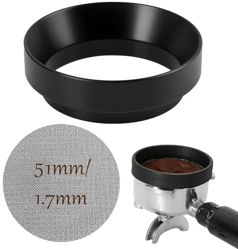 Entonnoir Anneau de Dosage 51mm à expresso et écran Puck Screen, Entonnoir en Alliage D'aluminium Avec Magnétique, Accessoire Machine à Expresso pour Barista et Café Maison (Noir 51mm)