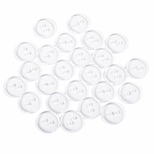 Clear Resin Buttons 15mm 2-Hole Transparent, Invisible Shirt Buttons | Suitable for Sewing Clothes, Knitting, Other Handicrafts and Clothes, Home Decor, Made from Resin, It Is Sturdy and Durable