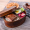 Caja de Almuerzo Japonesa de Madera Tipo bento con Pared separadora para niños y Adultos para jardín de Infantes, Escuela, Cocina, Oficina, Picnic