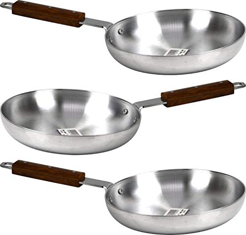 Klassic Combo Set of 3 Professional Aluminium Frying Pans with Wooden Handle (26cm)