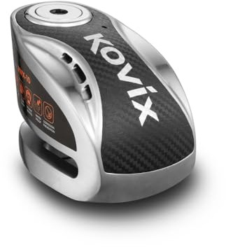 KOVIX KNX10 Candado de disco con alarma Pin Ø 10 mm. antirrobo disco scooter, motocicleta, color acero