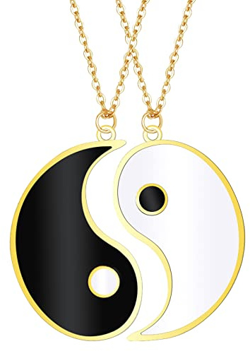 HLenyoy 2 Matching Yin Yang Bff Paare Halskette Kette Freundschaft Freundin Damen Herren Bester Freund Halskette Geschenke für Valentinstag Geburtstag