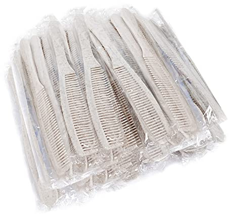 Bulk Disposable Wheat Straw Combs - Individually Wrapped for Hotel, Airbnb, Homeless (Pack of 50)