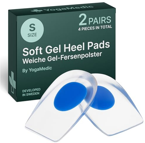 YOGAMEDIC Coussinets de talon pour chaussures, éperons de talon, lot de 4 semel orthopédiques en gel, coussin de talon pour tendon d'Achille, fasciite plantaire, semelle intérieure(taille 35-39)