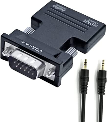 DTech HDMI zu VGA Adapter mit 3,5mm Audioan schluss für alten Computer monitor PC TV 1080P Video (HDMI F zu VGA M)