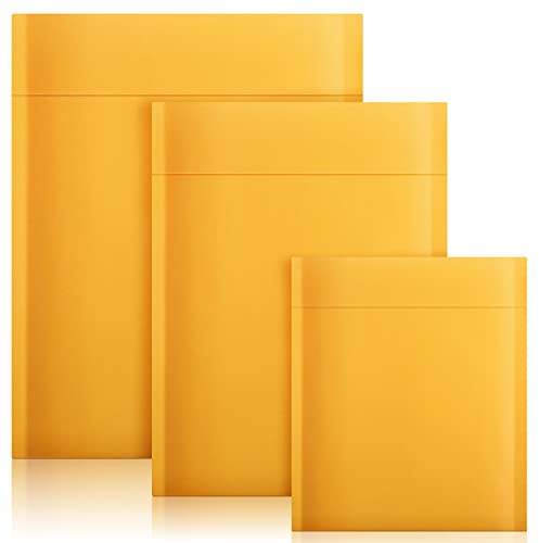 50 Pieces Metallic Padded Bubble Mailers Shipping Mailers Poly Mailers Foil Glitter Padded Envelopes Adhesive Seal Closure Envelopes Shipping Bags for Mailing Packing (Yellow, Simple Style)