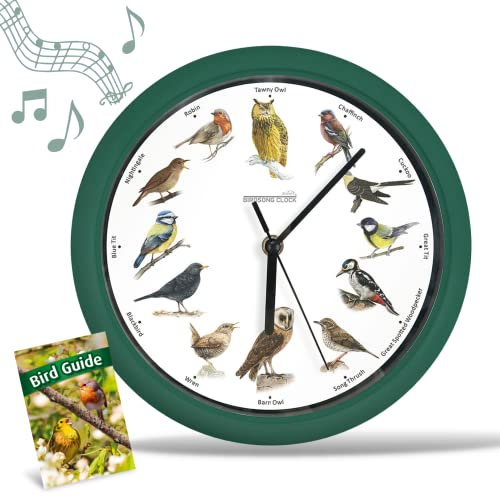 STARLYF Wall Clock Birdsong Clock, Original, With 12 native songbirds, Silence Time At Night, Original Nature Recordings, Home Decor, Non ticking