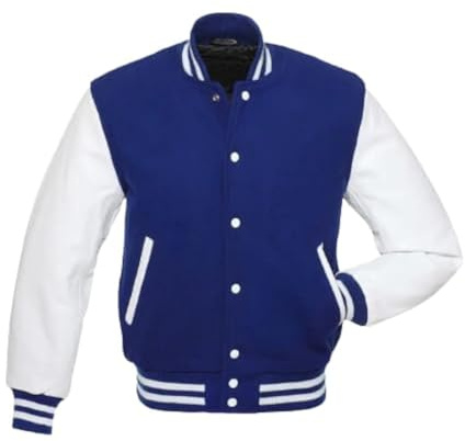 Herren Varsity Jacken Baseball Letterman Wolle Body Echtleder Ärmel Bomber American Style Varsity Jacke