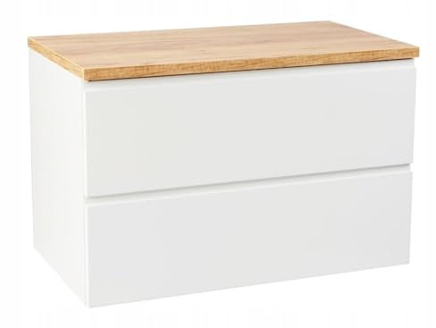 Deftrans Domodomo mobile da bagno con piano, 80 x 50 x 45,8 cm mobile bianco per piano lavabo, pensile da bagno - mobile da bagno con piano in rovere (Mode Oak Craft+ bianco 80 cm)