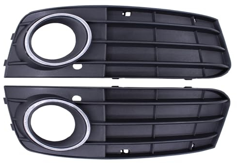 Nebelscheinwerfer Gitter Stoßstange Blende Stoßfänger Grillgitter Lampen Abdeckung Grill Kühlergrill Frontstoßstange Lüftungsgitter Rahmen schwarz vorne links und rechts für A4 B8 2008 2009 2010 2011