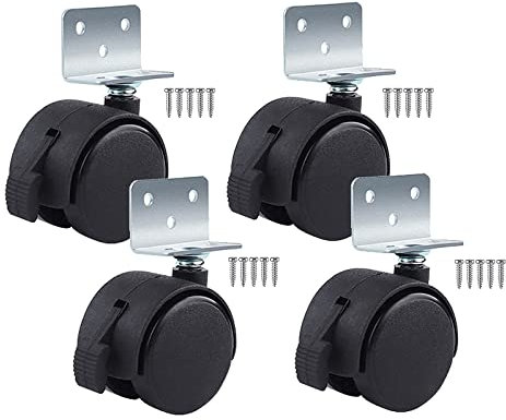 Möbel-Lenkrolle,4 Stück 40 mm Lenkrollen mit Schrauben,Möbelrollen mit L-förmiger Platte,um 360 Grad drehbare Rollen,für Couchtisch,Schrank,Werkbank,Wagen,Kinderbetten