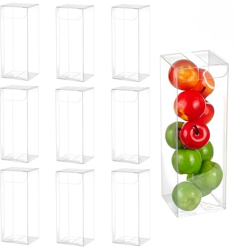 Caja de plástico PVC transparente, suministros para embalaje de regalo de caramelos, cajas de plástico rectangulares para galletas, caramelos, regalos y moldes 10 piezas Loopunk