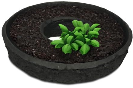 Anello per piante come vaso rotondo in decomposizione da 35 cm – vaso di fiori sostenibile in nero in cartapesta dissolvente – Ciotola di fiori biodegradabile per tomba di Friedwald