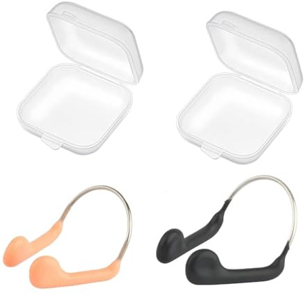 BinPhorm Pinzas de Nariz para Natación,2 PCS Nariz Clip de Natación Tapones de Nariz de Silicona Protector de Pinzas con Caja para Adultos Principiantes