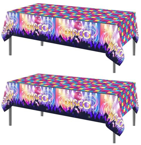 TOKYMOON 2-pack med engångs retro disco balsal tema 137 x 213 cm bordsdukar fest bröllop picknick bankett bordsskydd för disco baby shower festtillbehör