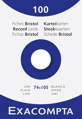 Exacompta - Ref. 13300B - kartong med 10 fodral med 100 vanliga operforerade bristolpluggar - format 74 x 105 mm - - vit färg