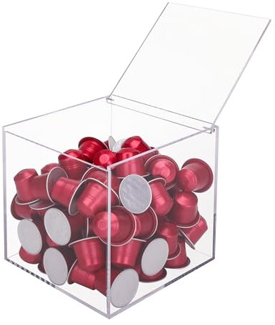 Exzact Cubo per capsule di caffè da 15 cm in acrilico, organizer per cestini per cialde di caffè, porta capsule trasparente, contenitore multifunzione