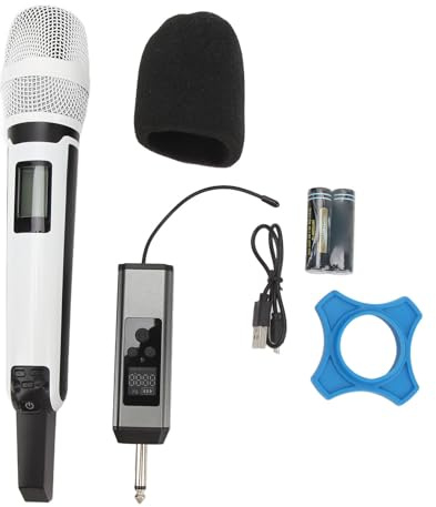 Kikumi trådlöst mikrofonset, stabil överföring trådlös dynamisk mikrofon kardioidmönster vit