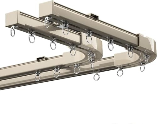 Bastoni per tende da soffitto in lega di alluminio con curve angolari a 90 gradi, per camera da letto, finestre a baia, resistenti, singolo/doppio soffitto e binario da parete (nero)