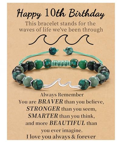 Regalos de cumpleaños 10, 13, 16, 21, para adolescentes, niñas, cosas de moda, pulseras de cuentas de piedra natural para mujeres con ondas, regalos de cumpleaños 30, 40, 50, 60, 70, para mujeres