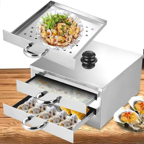 TYH Vaporiera per Involtini di Riso, Vaporiera Elettrica Multifunzione per Involtini di Riso, Macchina per Cucinare Cibo Cinese a 2 Strati per Cucinare Panini Dim Sum, Ravioli