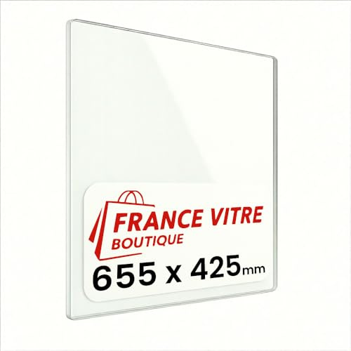 655 x 425 x 4 mm - Vitre d’Insert pour cheminée et poêle à Bois - Verre de Rechange Haute température France Vitre - jusqu'à 800°C - 425x655 mm