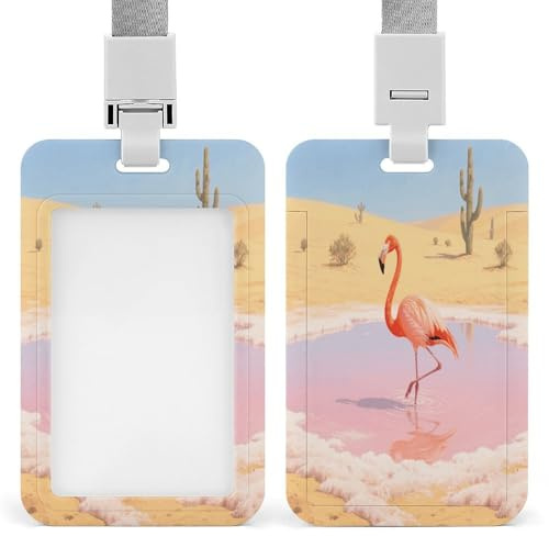 Custodia per badge con fenicottero arancione a Salt Lake, porta badge retrattile personalizzato, porta badge per lavoratore, puntale, infermiera, dottore, ufficio, insegnante, nome, tasca per carte di