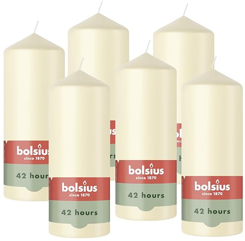 Bolsius – slätt blockljus – elfenben – 15 cm – 6 stycken – dekorativa ljus – innehåller naturligt växtvax – utan palmolja