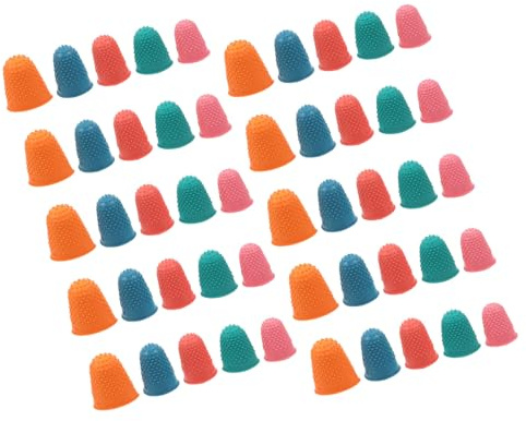 Veemoon 40pcs Reusable Rubber Finger Sleeves Protectors Thumb Cover Fingertip Gloves for Money Counting Writing Sewing Office Use Colorful Grippy Tip Pads