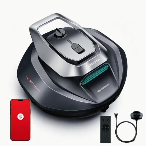 Robot Piscina Pooleco 10s, Robot Pulitore per Piscina Senza Fili 90min, Controllo Via Applicazione e a Distanza, Auto-Parking, per Tutte Le Superfici di Piscine Fuori Terra e Interrate Fino a 80㎡