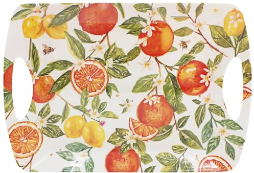 The Leonardo Collection Jennifer Rose Melamine Oranges & Lemons Tray Large | Durable Construction, Easy Care Finish, Stylish Food Presentation, Family Dining, Home Accessory