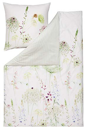 ESTELLA Mako-Satin Bettwäsche Set, 135x200 + 80x80 cm, Grün | 100% Baumwolle, Deutsche Marke, Garantie Reißverschluss, Designer Bezüge