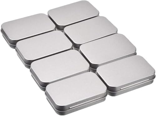 LATRAT 8-pack silver metallburk, burkar tobaksburk överlevnadskit piller dosa tvålburkar plåtburk metallburk godislåda silver