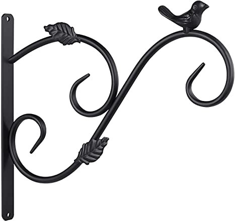 ENJY Wandhaken Blumenampel Vogeltyp Hängende Pflanze Halterung Wandmontierte Eisenhaken Hängende Pflanze Laterne Vogelzufuhrverzierungen (Color : Schwarz)