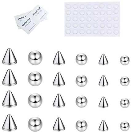 Kakonia 40stk Fake Nose Eyebrow Ring Fake Lip Labret Studs Ersatzkugel mit Aufkleber Faux Nose Studs Fake Nasenpiercing Fake Skin Piercing