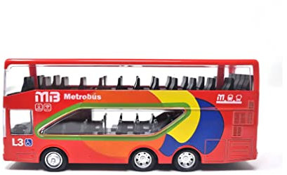 PLAYJOCS GT-8113 Doppelbus Metallfahrzeug mit Kunststoffteilen, ideal für Kinder und Sammler.