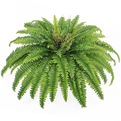 Felci artificiali per esterni e interni, 114,3 cm, grandi felci finte con 57 fronde, pianta finta di felce di Boston, per fioriera, giardino, portico, ingresso, casa, davanzale, cortili, decorazione